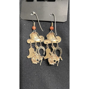 Cowgirl Charm Earrings Gold Tone